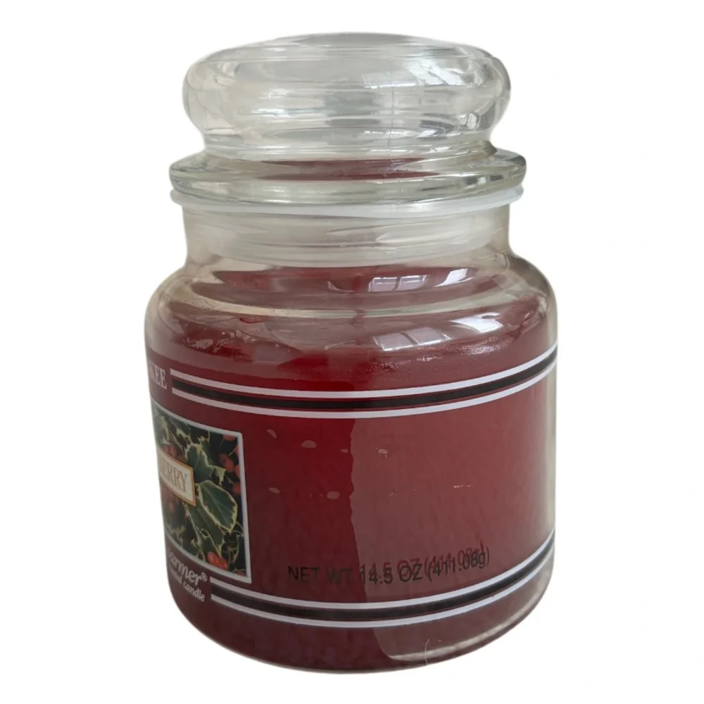 Yankee Candle Jar Hollyberry Rare Vintage Black Band Holiday Candle Red 14.5 Oz